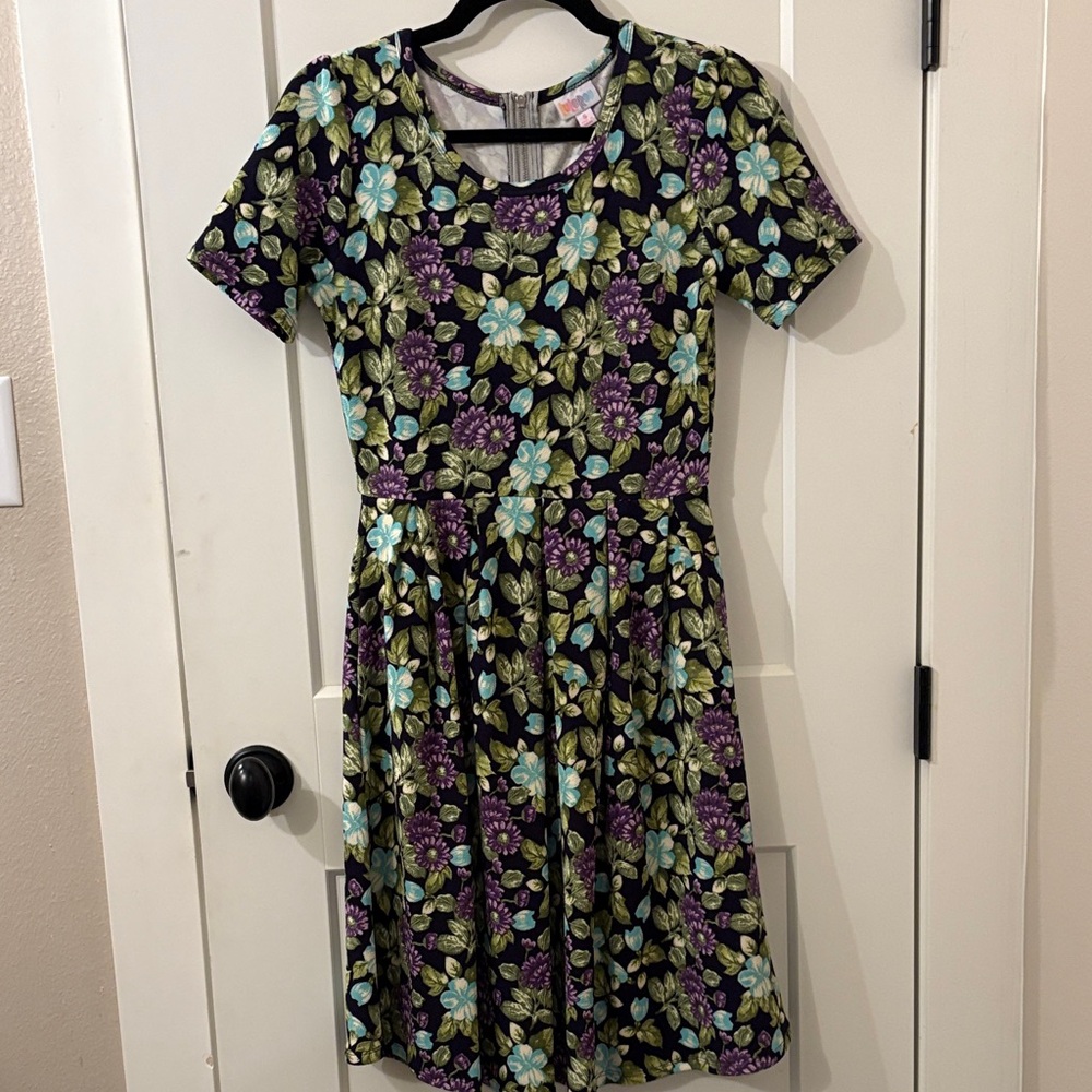 LuLaRoe Purple Floral Mini Dress